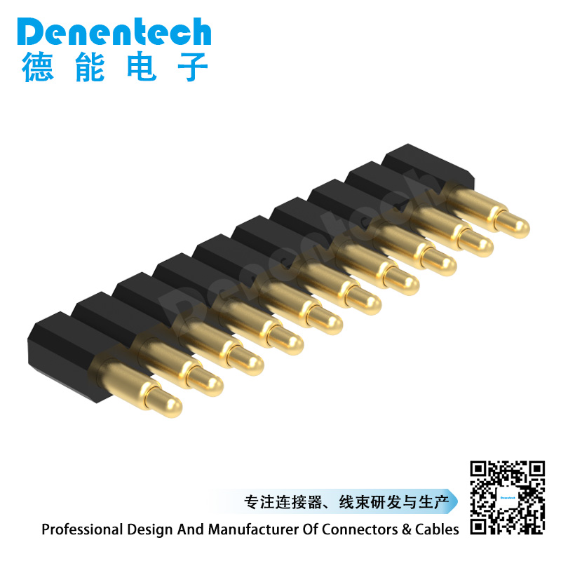 Denentech 2.54MM pogo pin H4.0MM single row male straight SMT spring loaded pogo pin charger connector 
